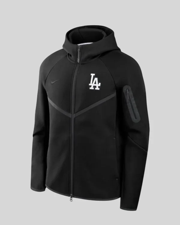 Shop Los Angeles Dodgers Nike Black Tech Fleece Windrunner Full-Zip Hoodie Jacket Sale Black