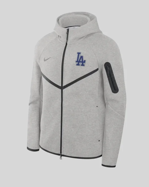 Shop Los Angeles Dodgers Nike Black Tech Fleece Windrunner Full-Zip Hoodie Jacket Sale Grey