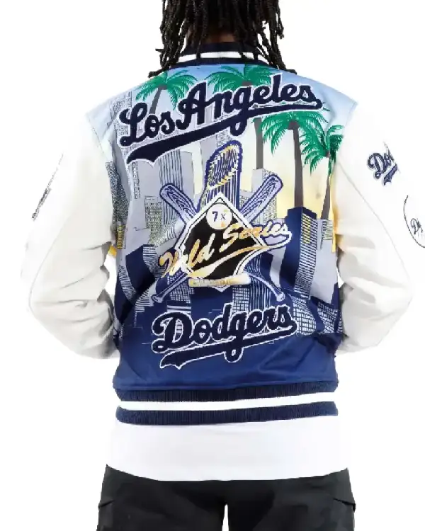 Shop MLB Los Angeles Dodgers Remix Varsity Jacket Sale Multi Back