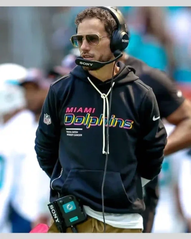 Shop Mike McDaniel Miami Dolphins 2025 Crucial Catch Black Hoodie on Sale