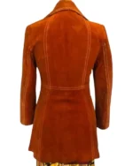 Shop Poker Face 2025 Natasha Lyonne Charlie’s 1970s Brown Suede Leather Belted Coat with Silver Buttons Sale Back