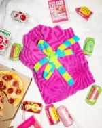 Shop Poppi Pink Velvet Bath Robe For Men and Women