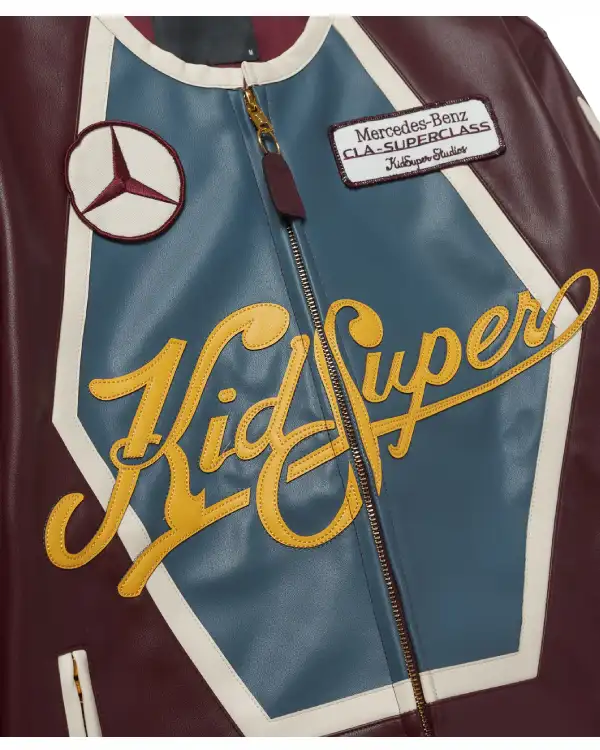 Shop Recreation – Kid Super X Mercedes Benz Racer Leather Jacket Burundy Sale