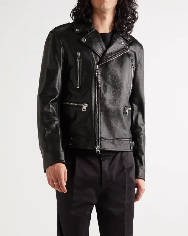 Shop The Alexander Mcqueen Biker Slim Fit Leather Jacket on Sale