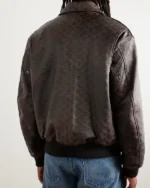 Shop The Celine Homme Logo Debossed Leather Jacket Sale Back