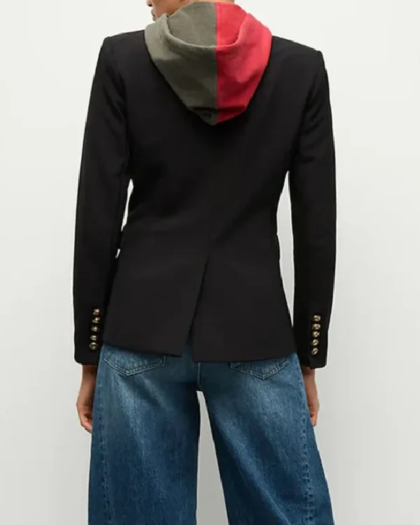 Shop Women Tampa Bay Buccaneers Black Blazer With Removable Hoodie on Sale Back