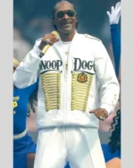 Snoop Dogg AFL Grand Final 2025 Gold Hussar-Style Braided Embellishments White Bomber Jacket for sale