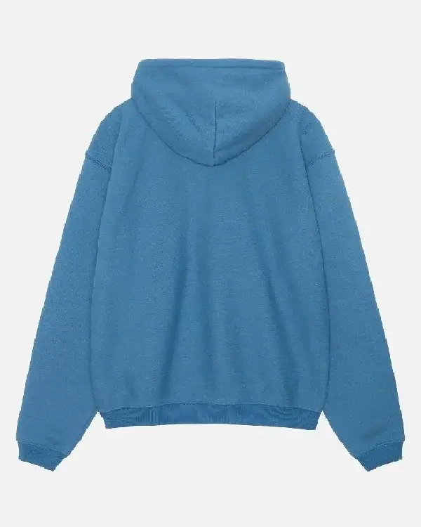 Stussy Sport Zip-Up Unisex Hoodie For Sale Blue Back