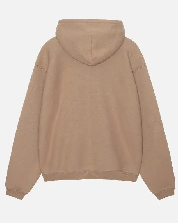 Stussy Sport Zip-Up Unisex Hoodie For Sale Brown Back
