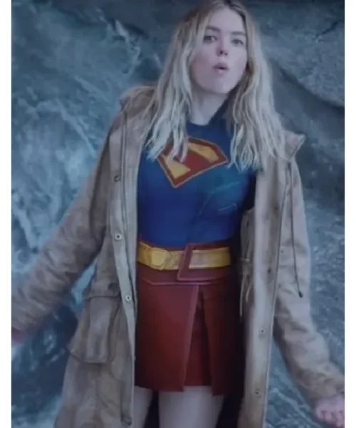 Superman 2025 Supergirl Tan Parka Hooded Coat