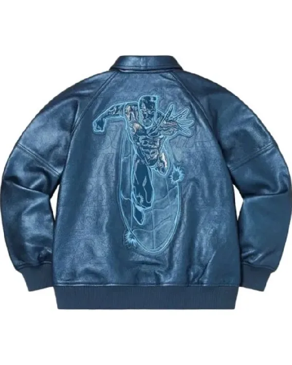 Supreme Silver Surfer Black Varsity Jacket For Sale