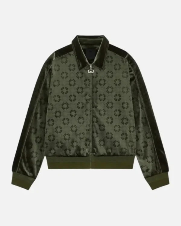 Sylvester Stallone TV-Series Tulsa King_ S03 Episode 1 Dwight Manfredi Velour Givenchy Green Zipper Jacket