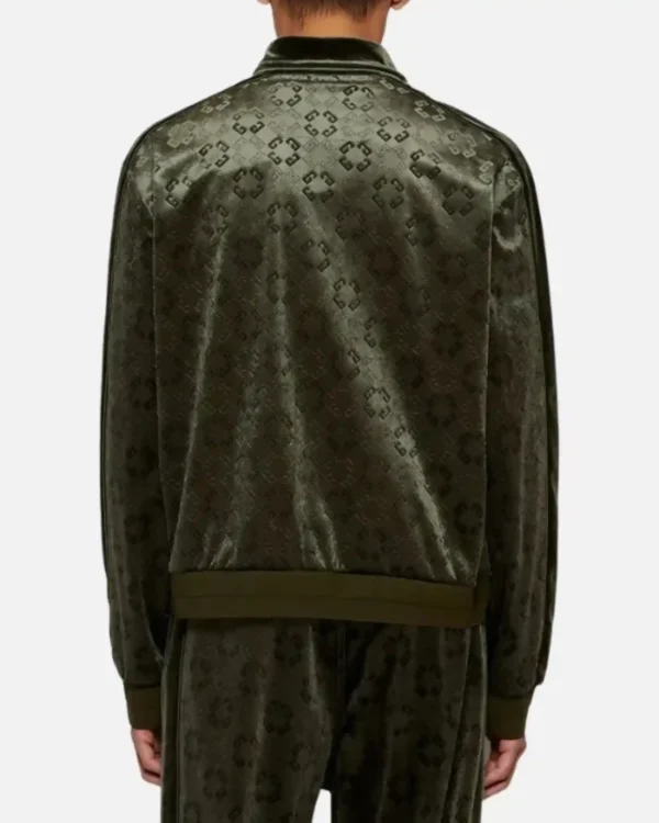 Sylvester Stallone TV-Series Tulsa King_ S03 Episode 1 Dwight Manfredi Velour Givenchy Green Zipper Jacket Back