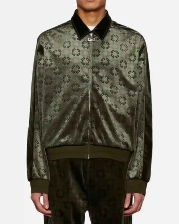Sylvester Stallone TV-Series Tulsa King_ S03 Episode 1 Dwight Manfredi Velour Givenchy Green Zipper Jackets