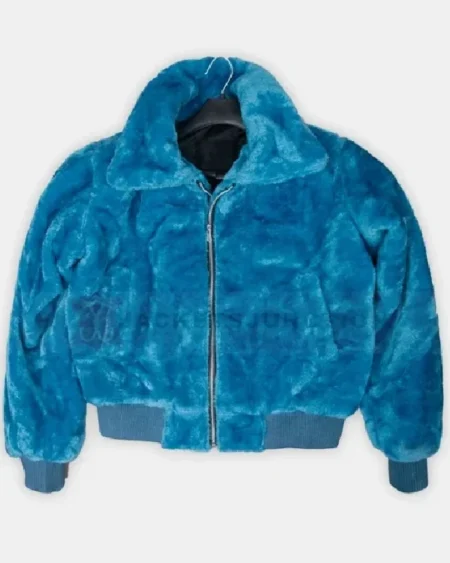 Ted Lasso Keeley Jones Blue Fur Jacket (1)