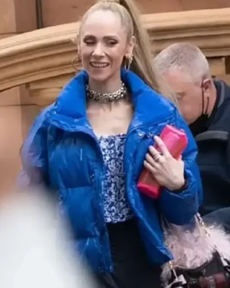 Ted Lasso S03 Juno Temple Blue Puffer Jacket sale