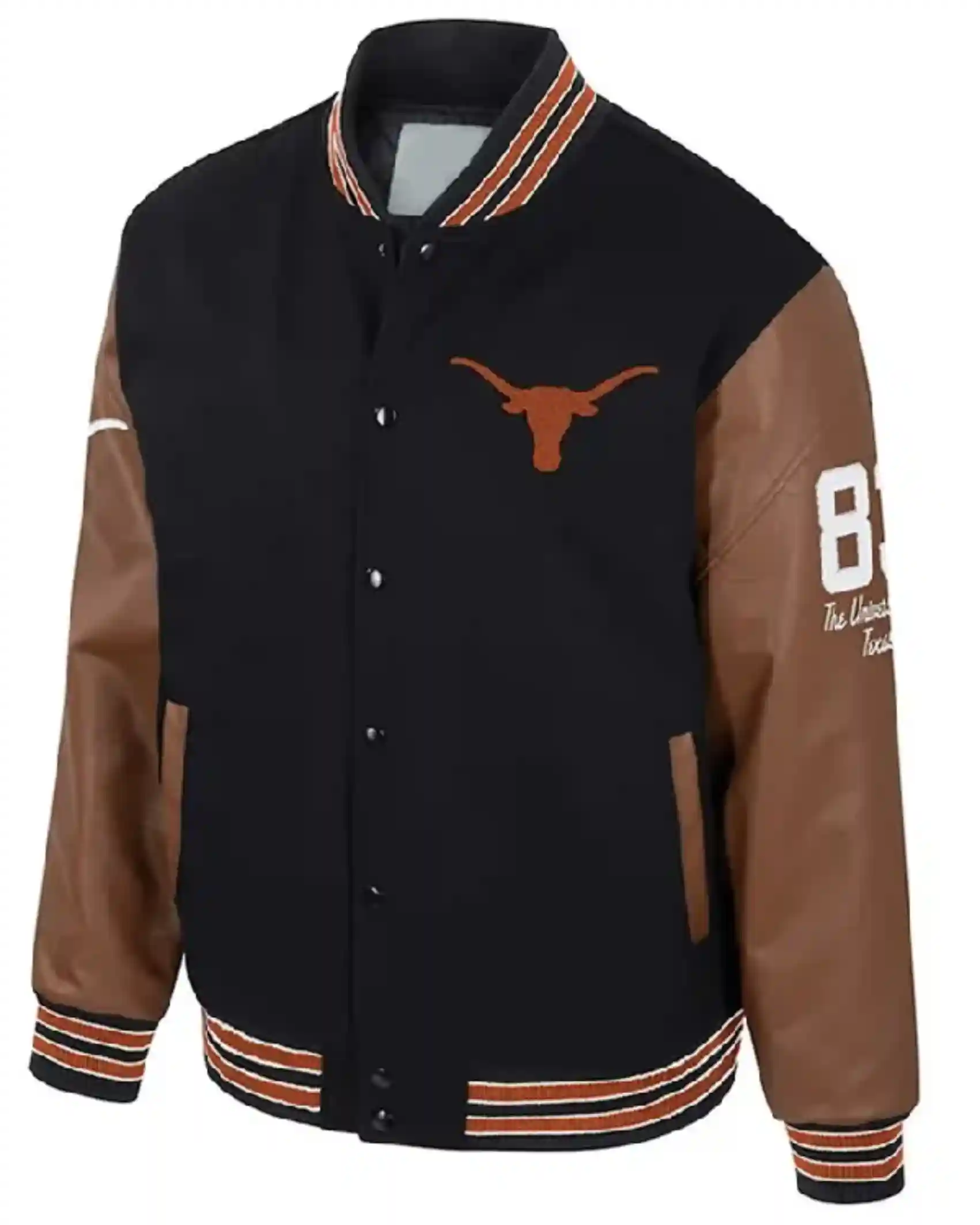 Texas Longhorns Black and Brown Letterman Jacket