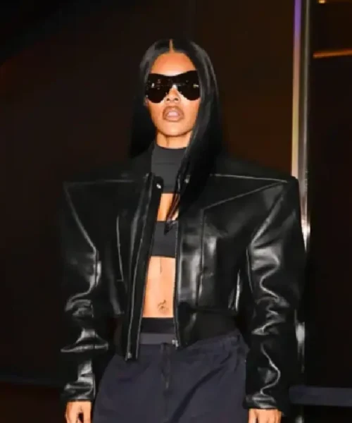 Teyana Taylor NYC 2025 Black Leather Jacket