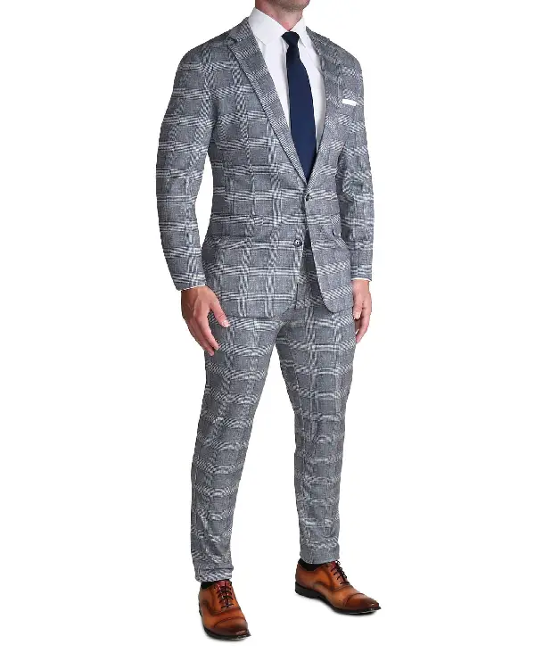 Thanksgiving Blue and Gray Plaid Suit