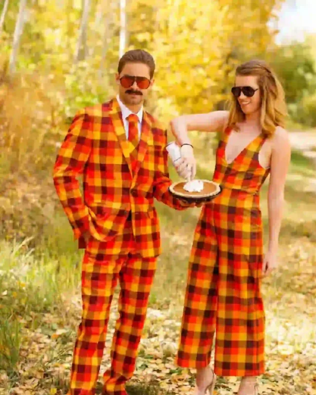 Thanksgiving Orange Plaid Suit