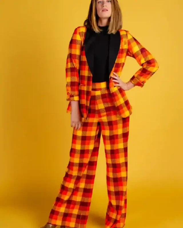 Thanksgiving Orange and Yellow Plaid Suit