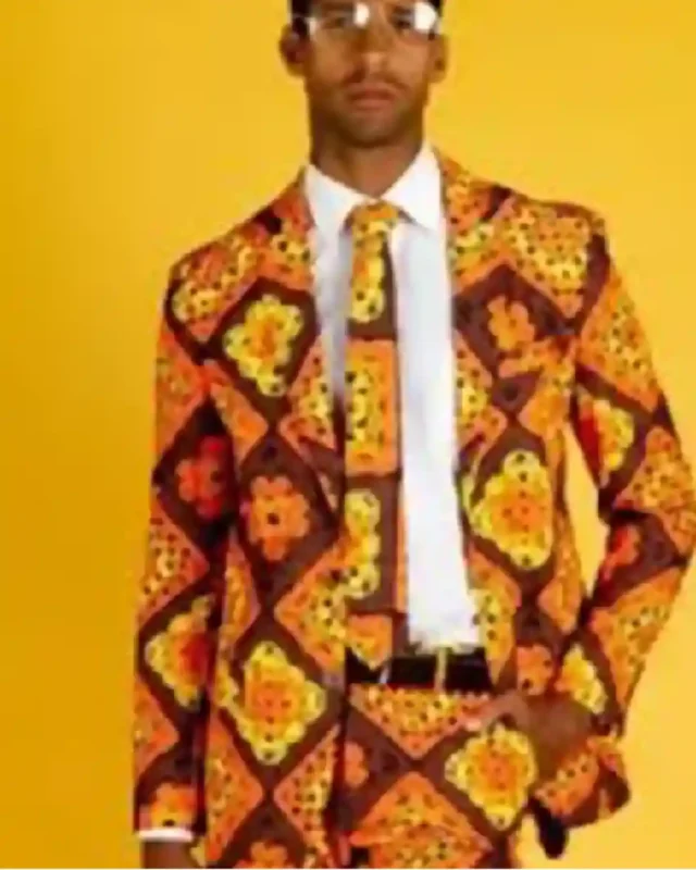 Thanksgiving Yellow and Purple 3 Piece Plaid Suit
