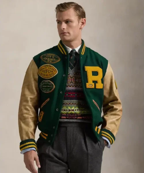 The Iconic Letterman Khaki Bomber Jacket