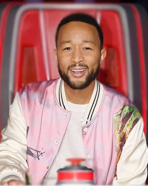 The Voice S25 John Legend Pink Print Bomber Jacket