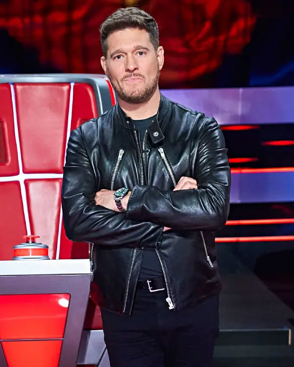 The Voice S28 Michael Buble Black Leather Jacket