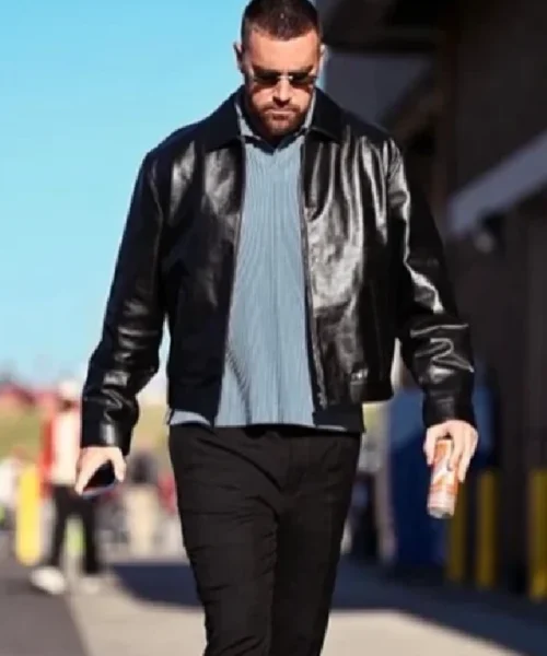 Travis Kelce Leather Black Jacket