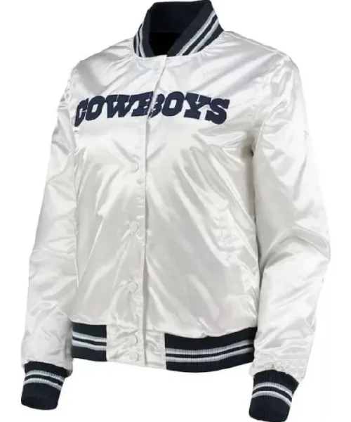 White NFL Team Dallas Cowboys Satin Jacket