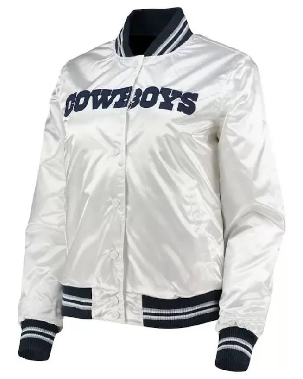 White NFL Team Dallas Cowboys Satin Jacket