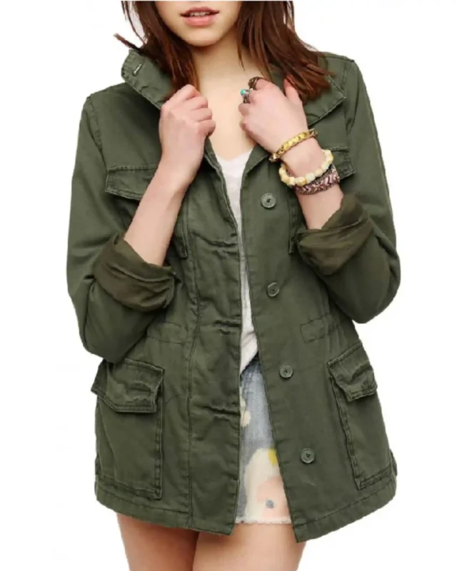 Women Military Green Cotton Jacket