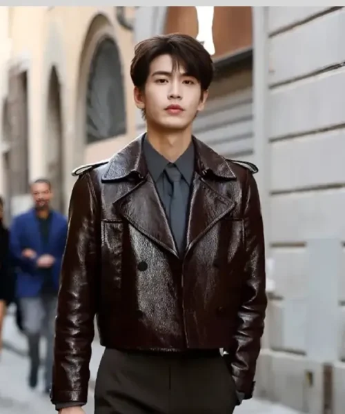 Zhang Linghe Gucci Cruise 2026 Brown Leather Jacket