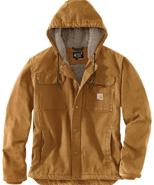 relaxed fit washed duck sherpa-lined utility jacket