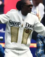 Snoop Dogg AFL Grand Final 2025 Gold Hussar-Style Braided Embellishments White Bomber Jacket for sale