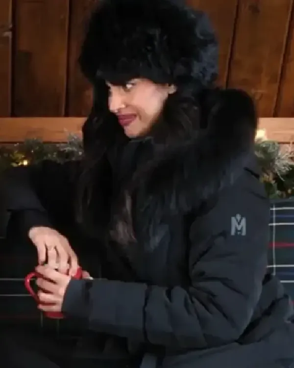 A Merry Little Ex Mas Jameela Jamil Black Puffer Jacket sale