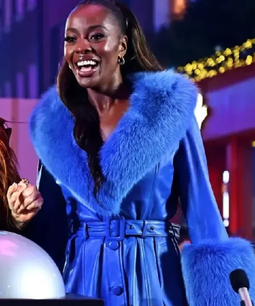 AJ Odudu Carnaby Christmas Lights Switch On Blue Fur Coat