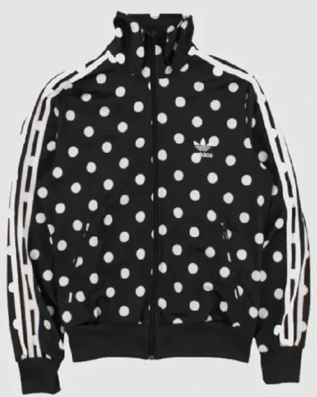 Adidas White Polka Dot Black Track Jacket
