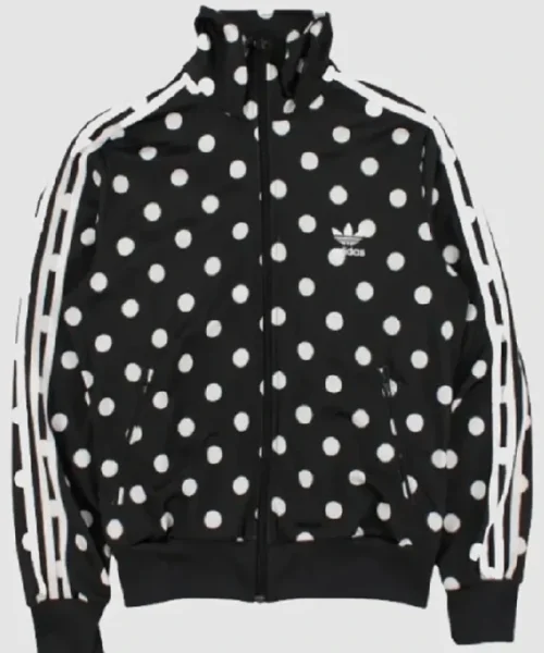 Adidas White Polka Dot Black Track Jacket