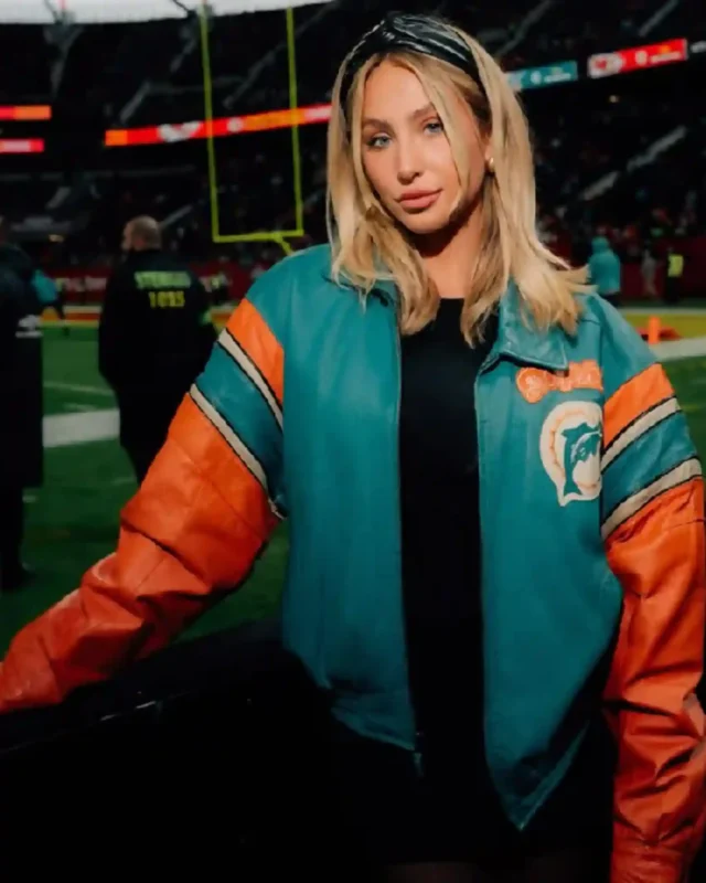 Alix Earle Miami Dolphins Leather Jacket