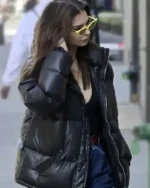 American Model Emily Ratajkowski NYC Black Puffer Jacket