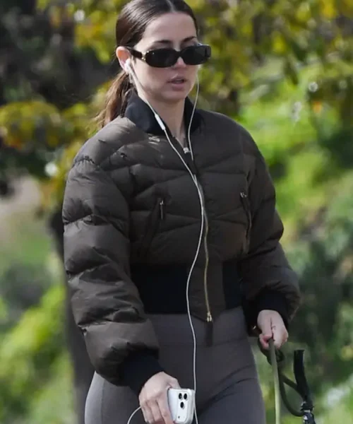 Ana De Armas Brown Puffer Jacket