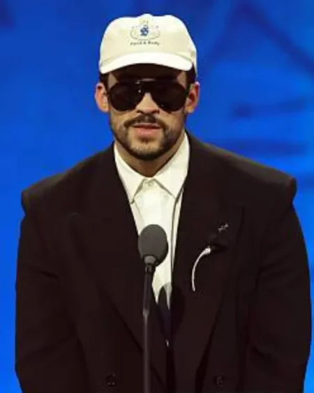 Bad Bunny Accepts The Album Of The Year Award For “debí Tirar Más Fotos_ 26th Annual Latin Grammy Award Las Vegas, Nevada Black Suit