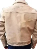 Beige White Cowhide Fur Leather Jacket Back