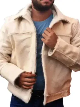 Beige White Cowhide Fur Leather Jacket