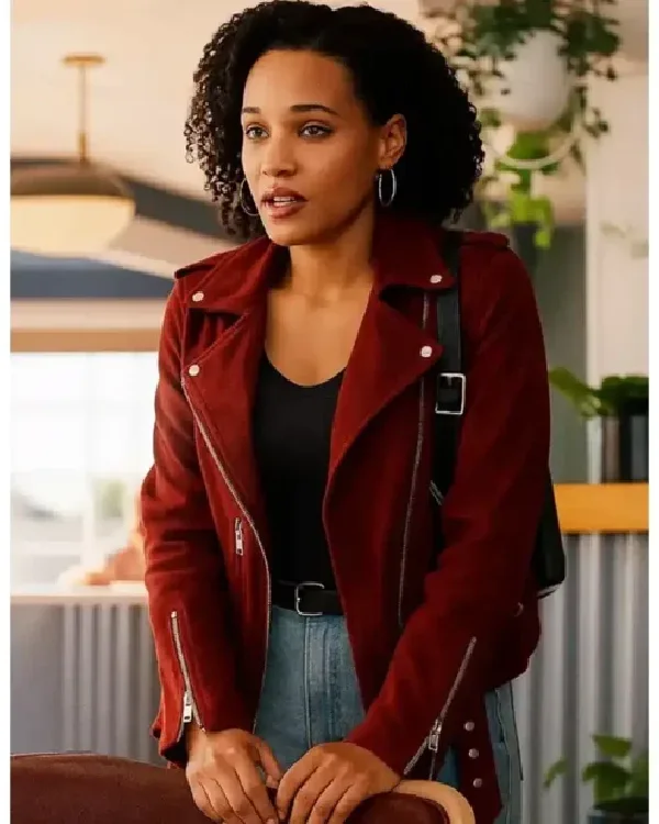 Bethany Brown Murder in a Small Town Maroon Suede Jacket