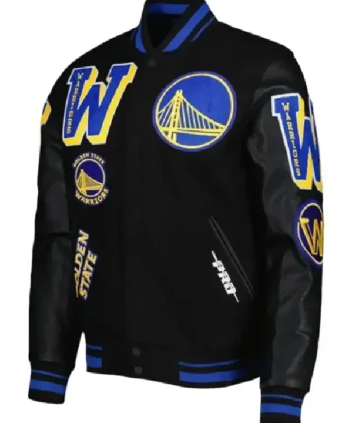 Black And Blue Warriors Varsity Jacket