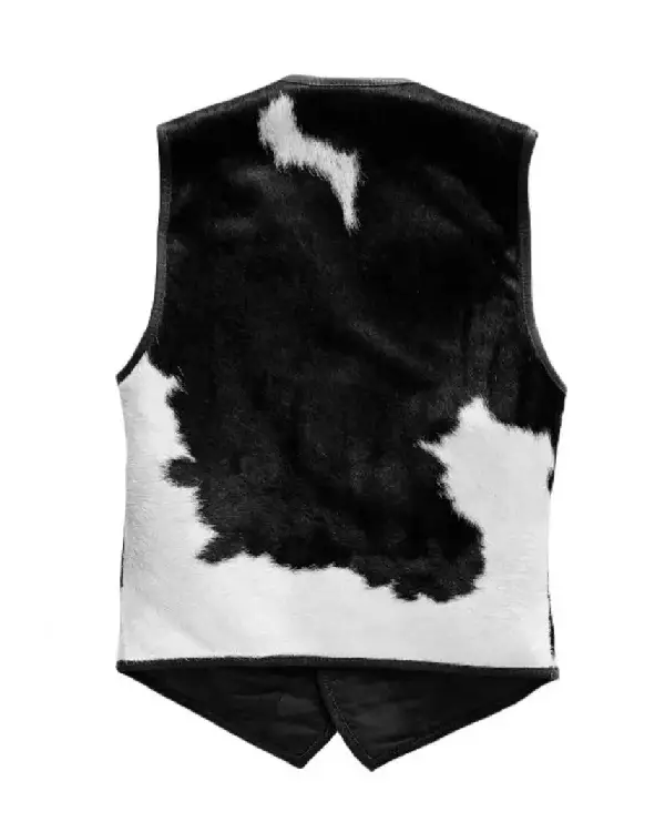 Black And White Cowhide Leather Fur Vest sale