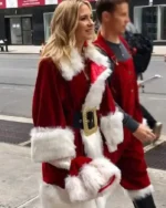 Blue Bloods Vanessa Ray Red Shearling Santa Coat